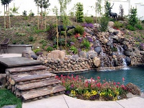 Woodland Style Pool and Waterfall