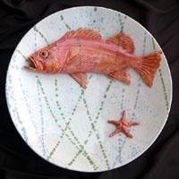 Small Red Fish Print Bowl