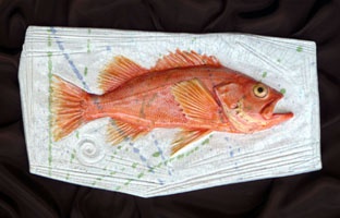 Small Red Fish Print Plaque